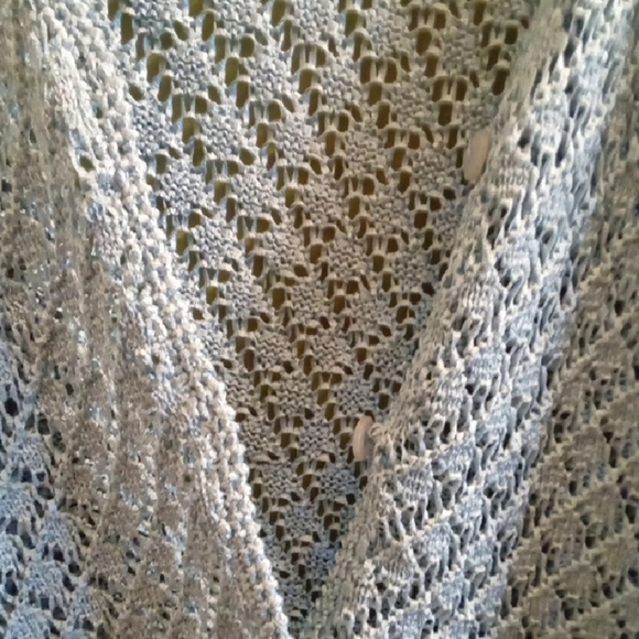 Womans M Norton Studio Powder Blue Cropped Open-Knit Cardigan Buttoned - Picture 3 of 4